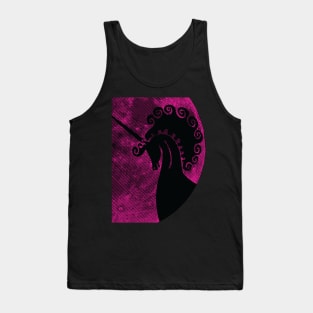 Unicorn Pink Moon Black Unicorn Silhouette on Lunar Background Tank Top